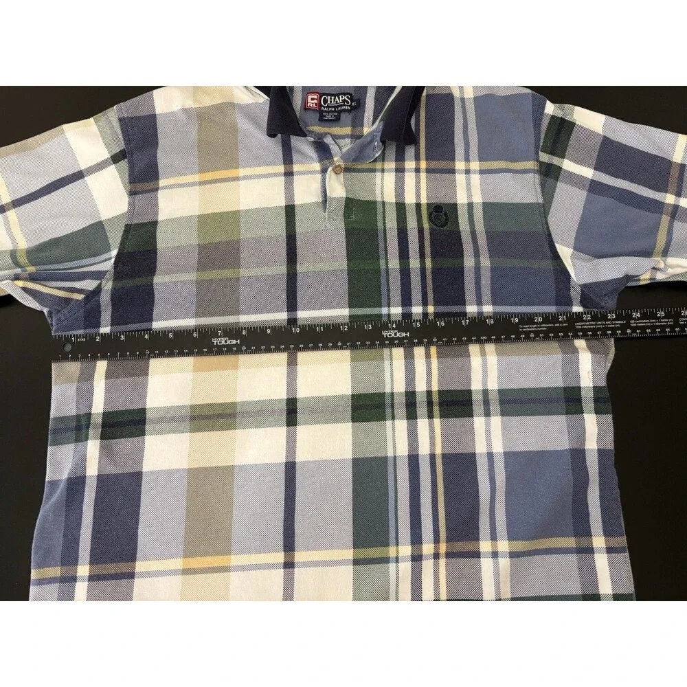 Ralph Lauren Chaps Polo Shirt Plaid XL, Vintage 90s,